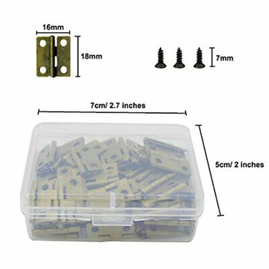 100x Small Box Hinges for Jewelry Box (Retro Butt Hinges)