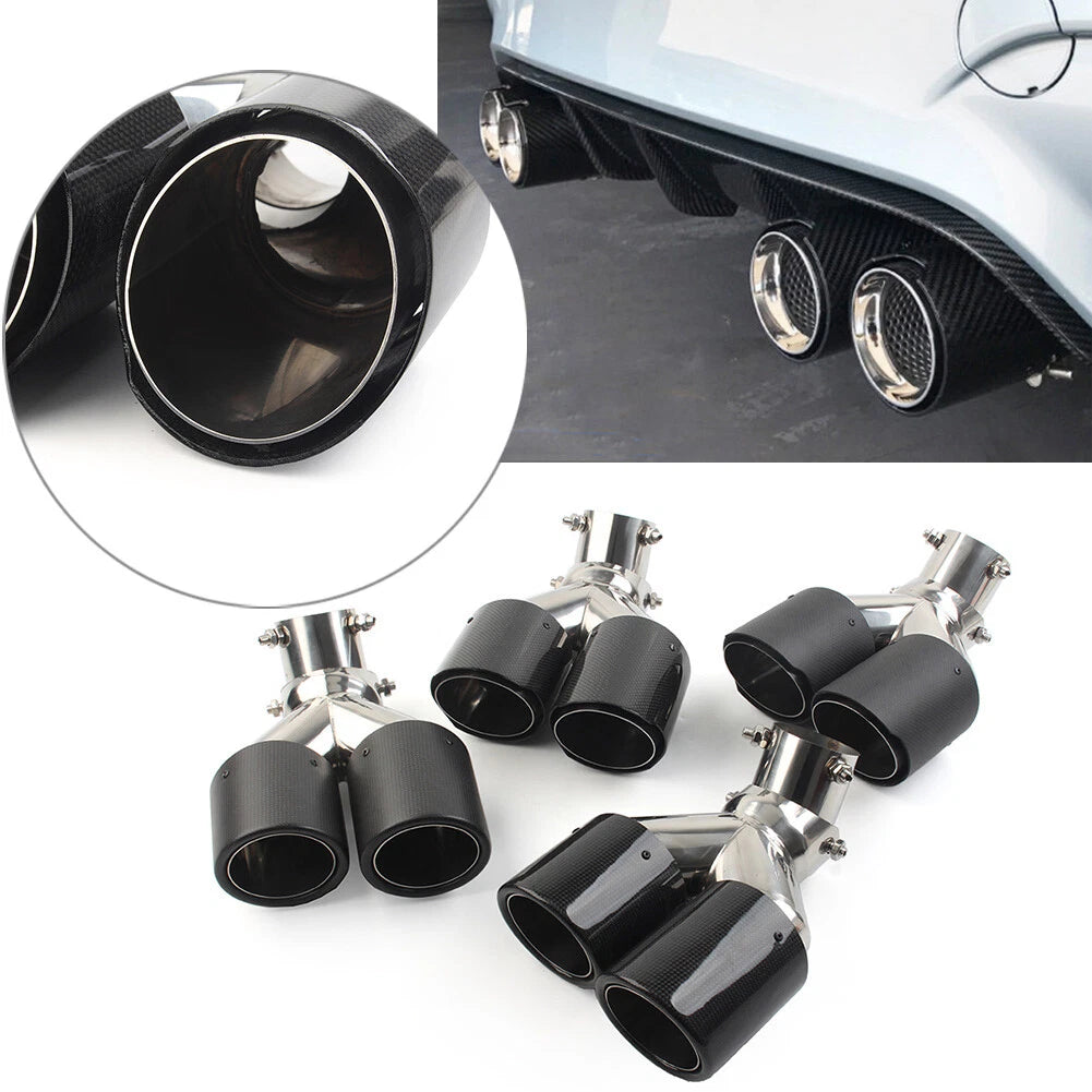Carbon Muffler Tip for Universal Y Shape Double Exit Exhaust Pipe (101mm)