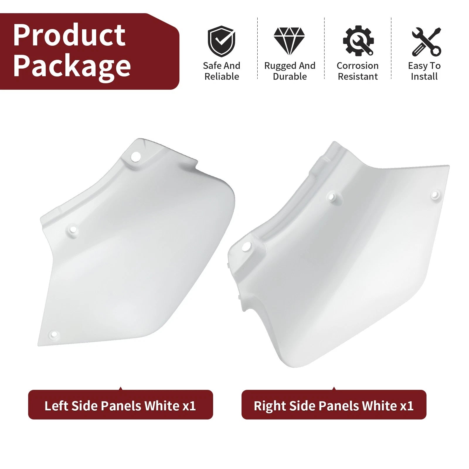 Set of 2 White Side Panels for Honda XR250R XR400R (1996–2004)