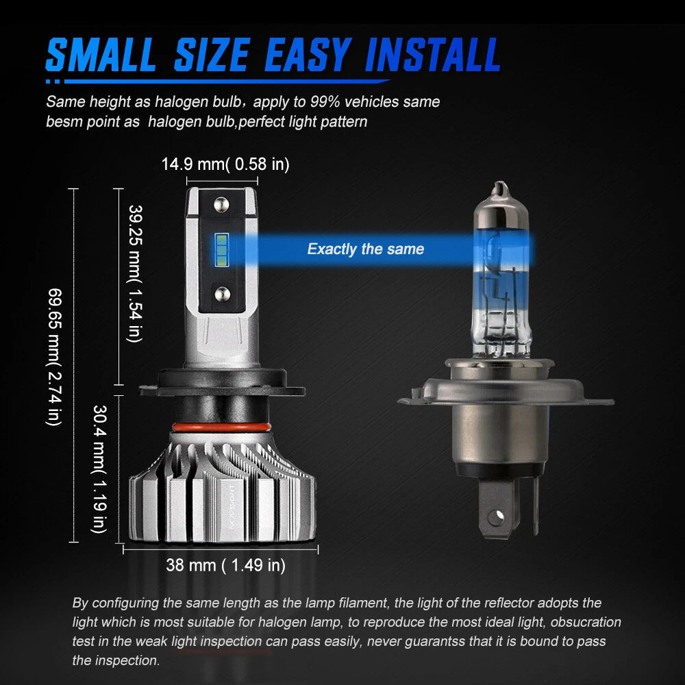 H7 LED Headlight Bulbs for High Low Beam (6500K, 10000LM)