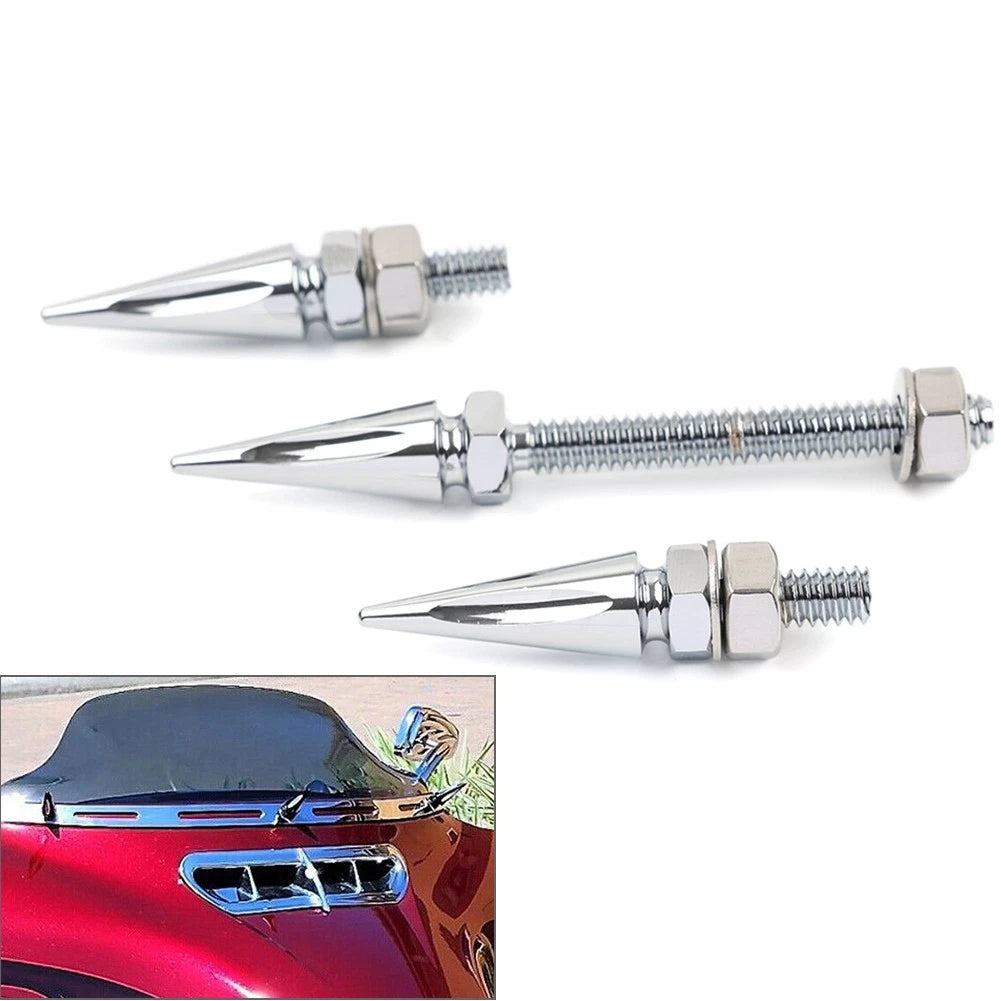 Chrome Windshield Spike Bolts for Harley Street Glide Electra Tri Glide (2014–2023)