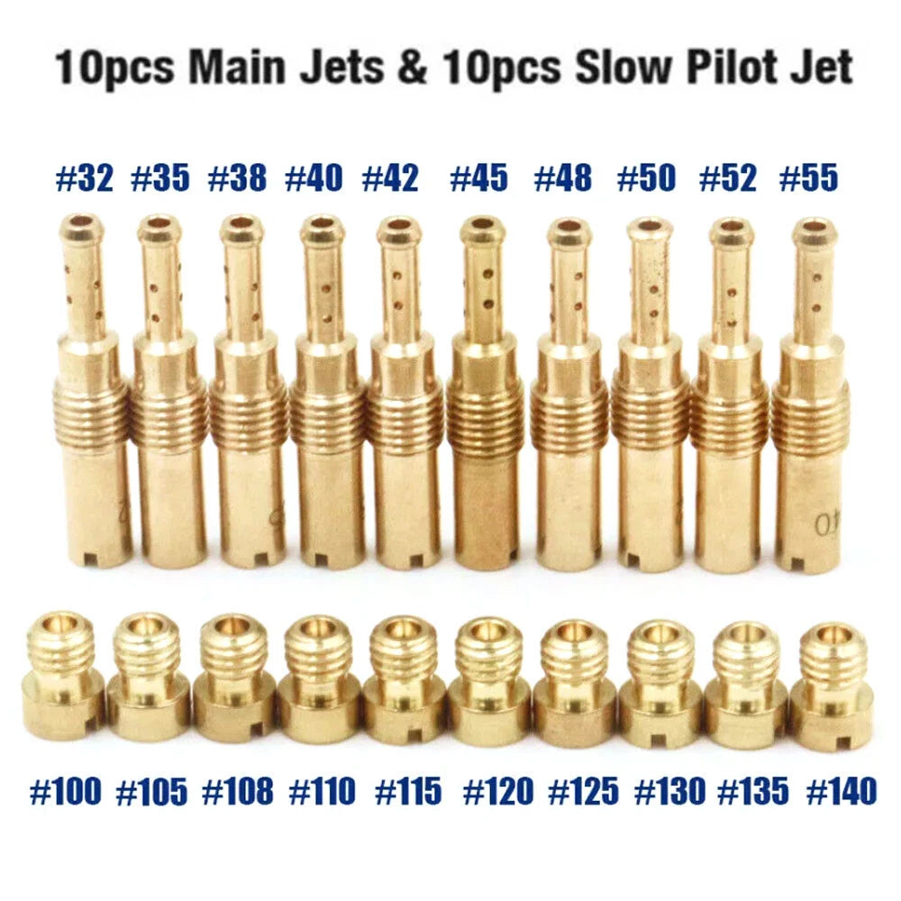10 x Carburetor Main Jet & 10 x Slow/Plot Jet Kit For PWK Keihin OKO CVK PE Type