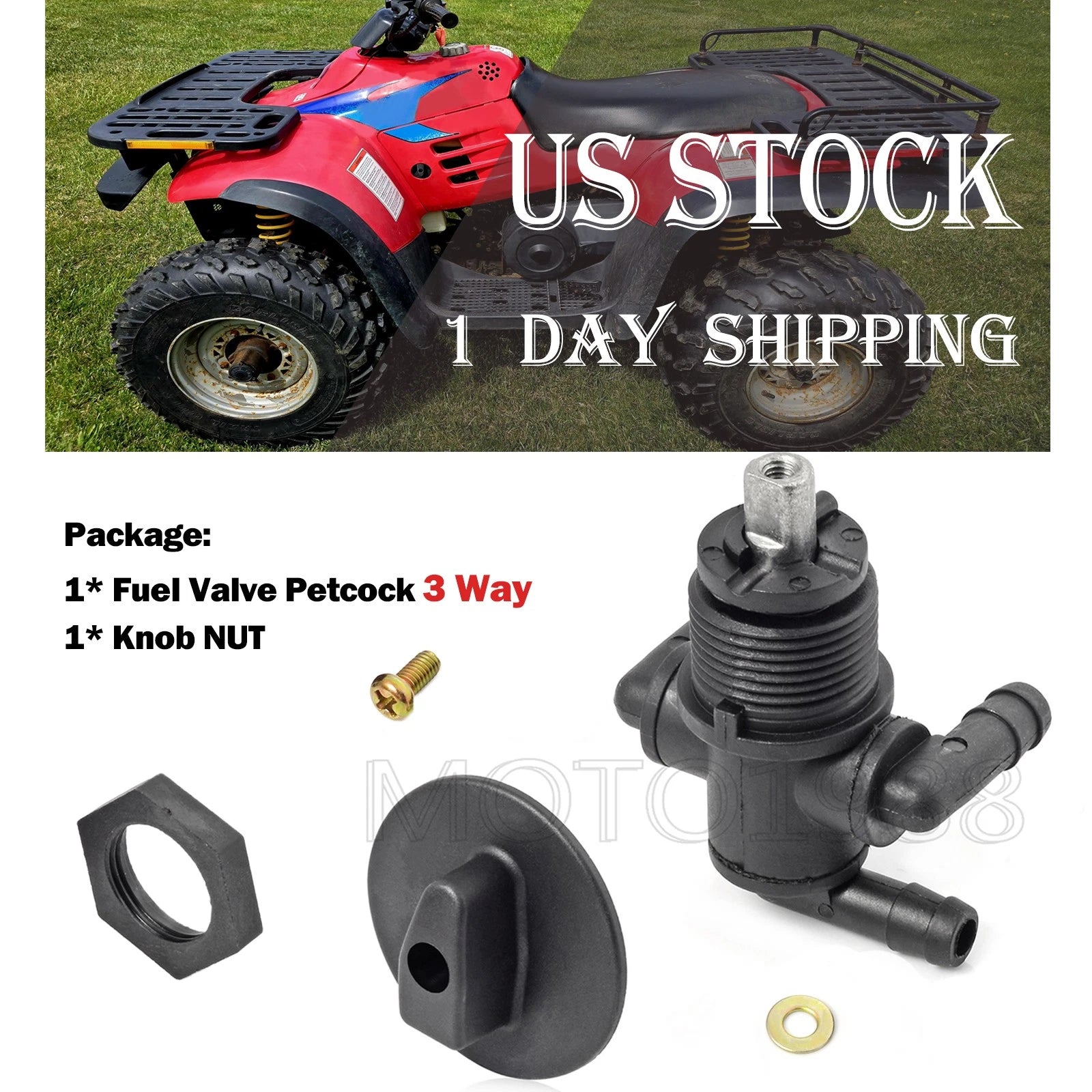 Fuel Valve Petcock 3 Way & Knob NUT for Polaris Sportsman 600 700 (2002–2006)