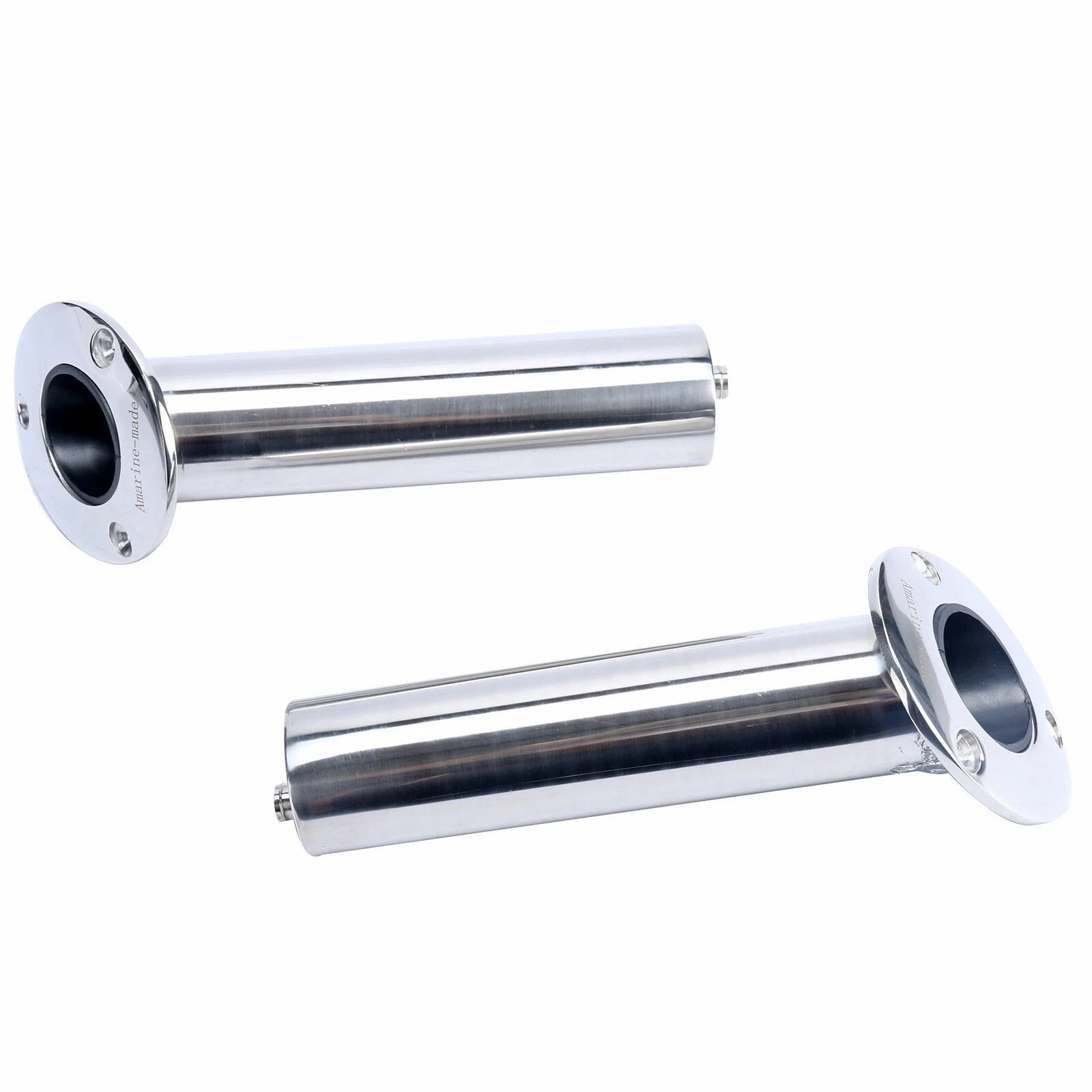 2X Flush Mount Fishing Rod Holders with Drain 316 Stainless Steel 30 Degree