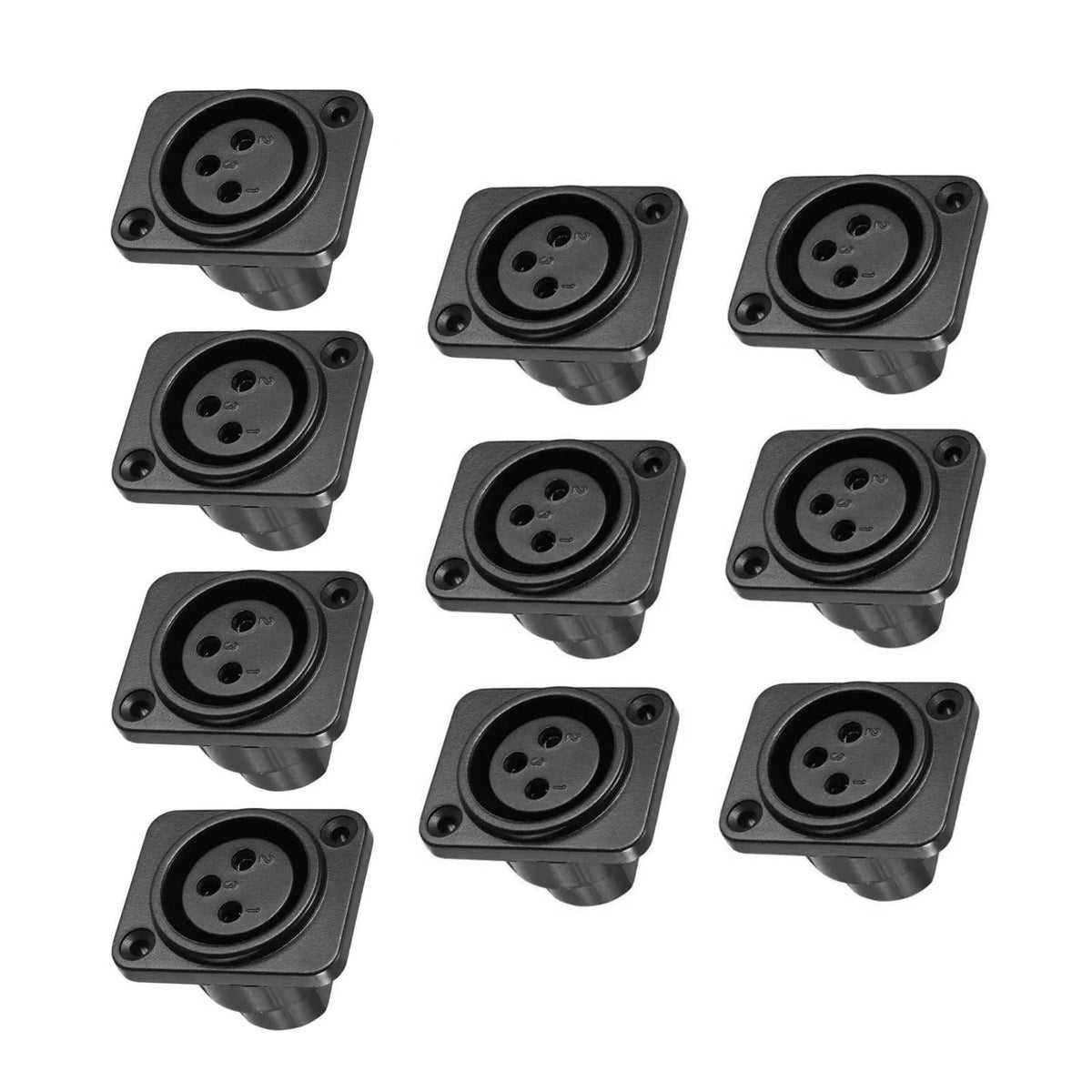 10X 3-Pin XLR Female Jack Panel Mount Microphone Converter