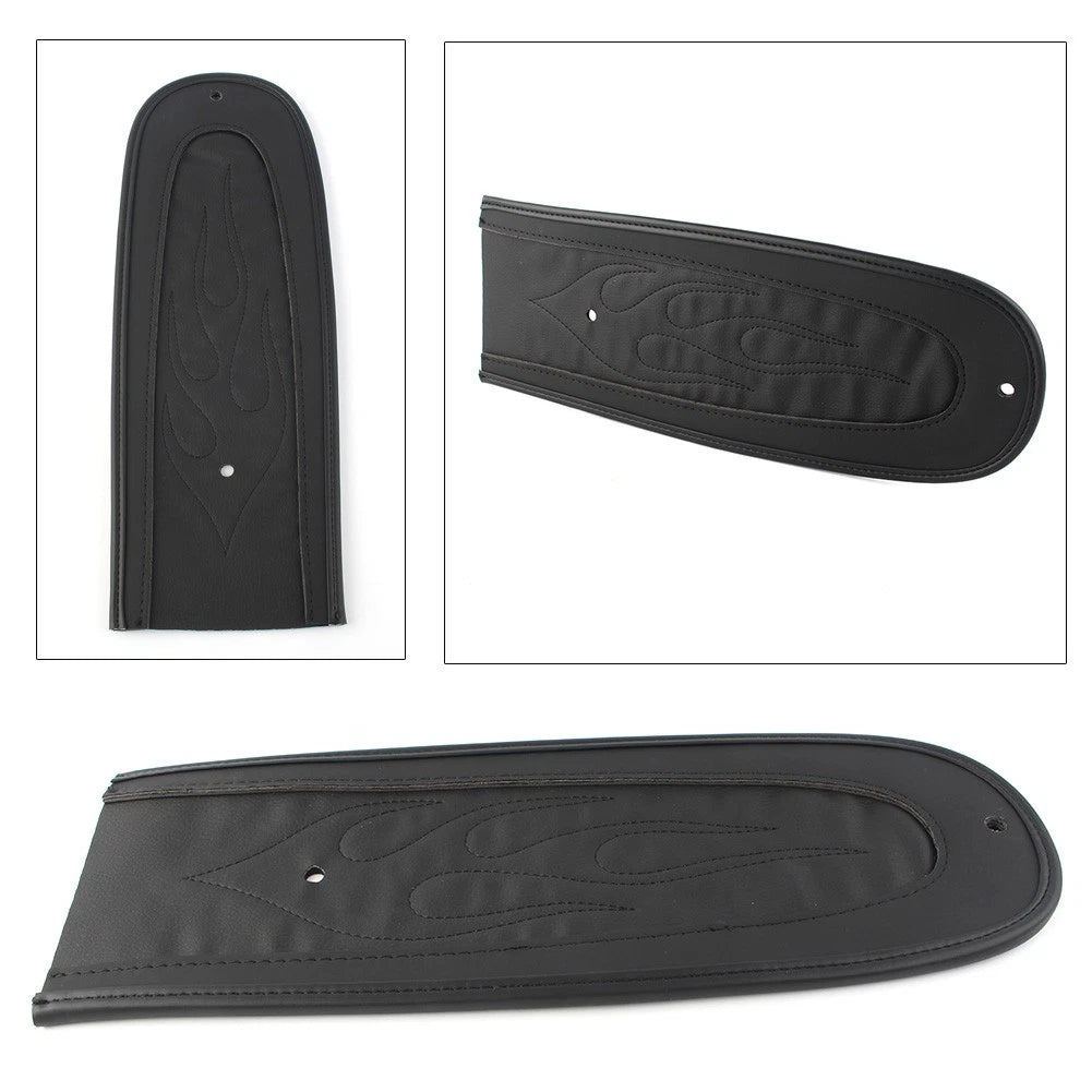 Leather Rear Fender Bib for Harley Dyna (2006–2017) - Black Flame Stitch