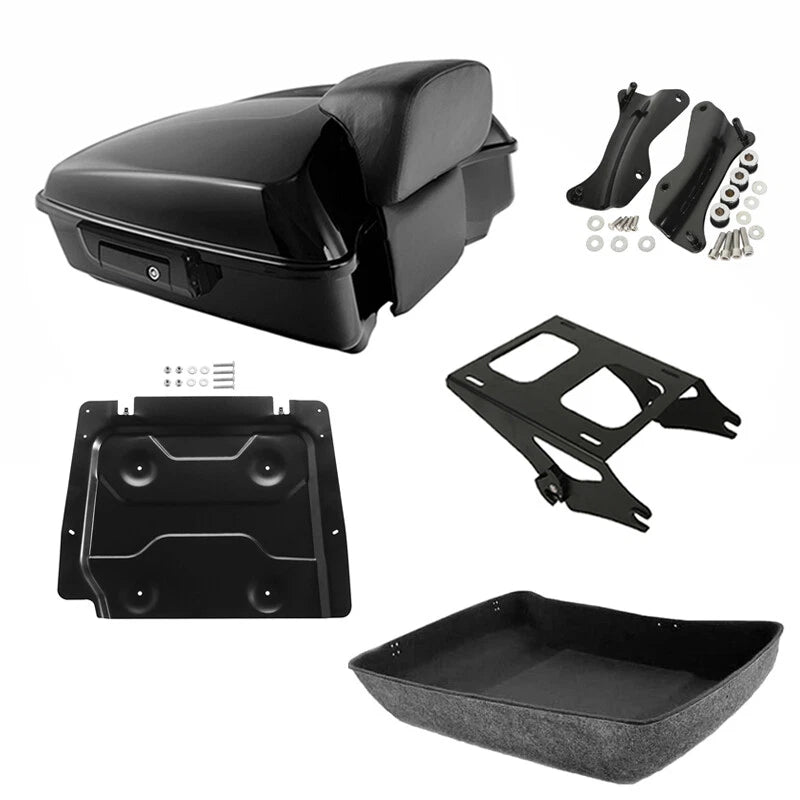 Black Chopped Trunk Backrest Mount Plate for Harley Touring (2014–2026)
