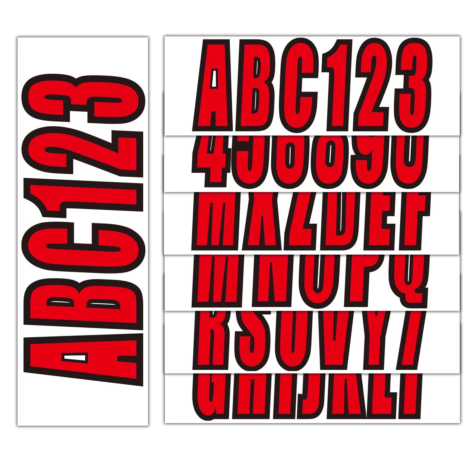 Set of 4 Red 3" Boat Registration Decals A-Z & 0-9 Numbers