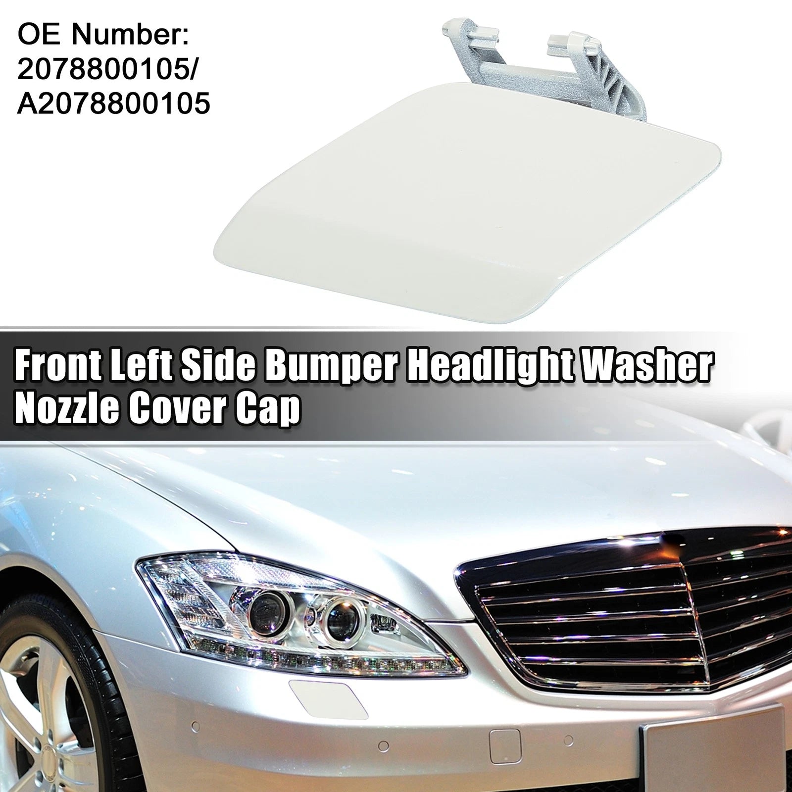 Front Left Side Bumper Washer Nozzle Cover Replacement for Mercedes E550 (2014–2016)
