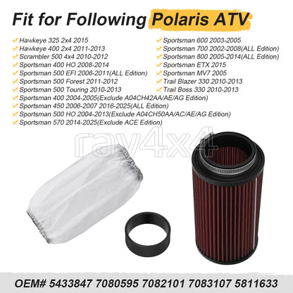 Air Filter w/ Prefilter Sleeve for Polaris Trail Blazer Trail Boss 330 (2010–2013)