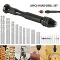 36-Piece Hand Drill Bits Set for Jewelry Making with Keyless Chuck