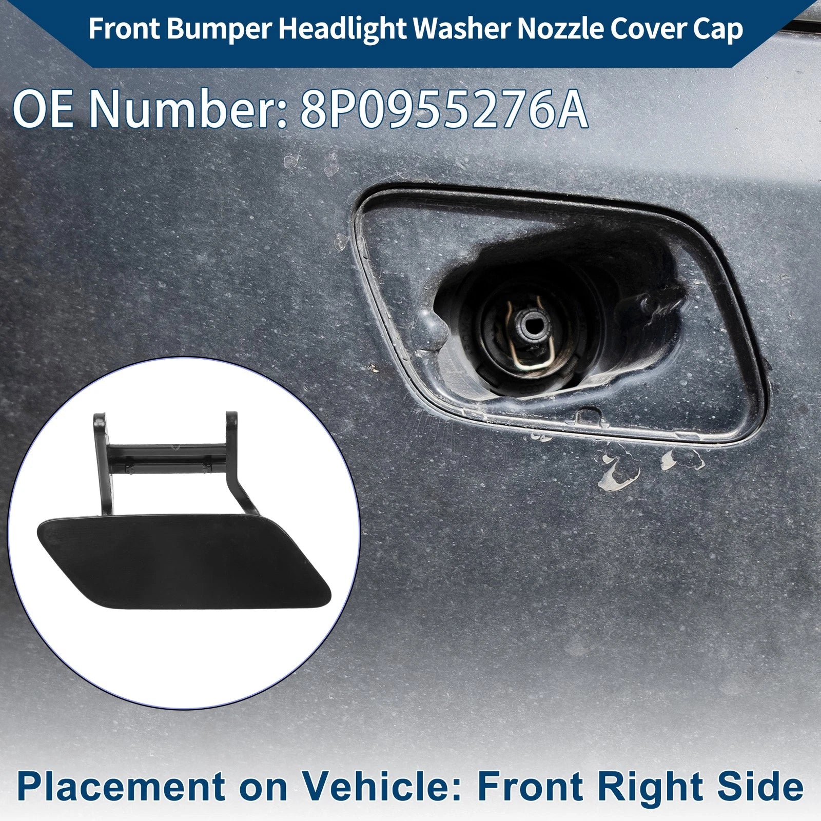Front Right Washer Nozzle Cover Cap for Audi A3 (2008–2014) Unpainted