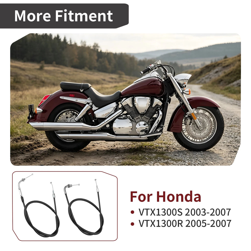 Throttle Cable Set for Honda VTX1300S VTX1300R (2003–2007) 17910-MEA-670