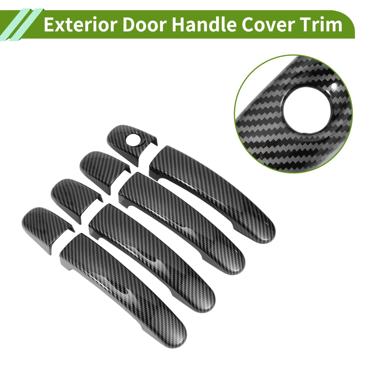Exterior Door Handle Cover Trim for Ford Focus (2012–2018) Carbon Fiber Black ABS