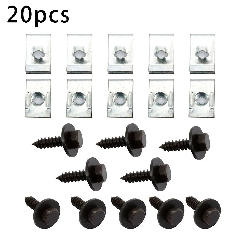 Chassis Guard Screws for Car Dashboard Panel Fender Fastener (Black & Silver)