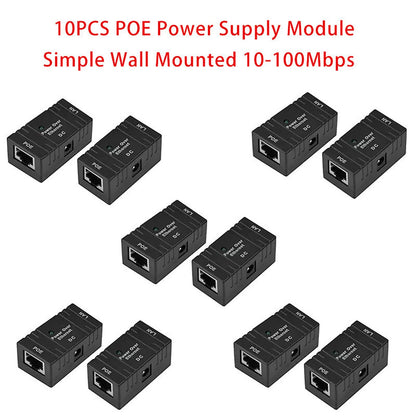 10PCS RJ-45 POE Injector Splitter Power Over Ethernet Adapter