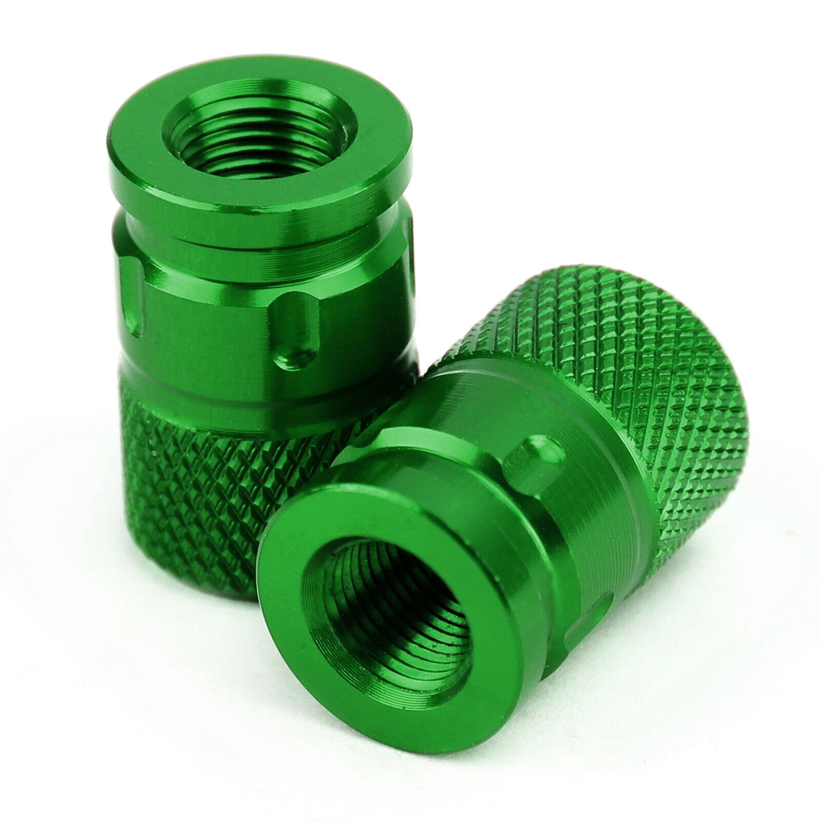 2pcs CNC Green Anti-Theft Tire Valve Stem Caps for Car Truck Bike Motorcycle