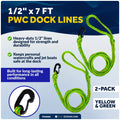2-Pack 1/2 in x 7 ft PWC Dock Lines with Giant Snap Hook, FO4960