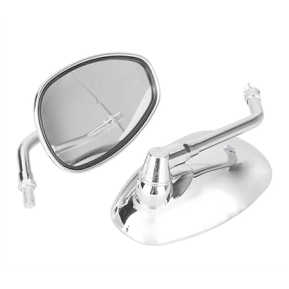 Pair of Chrome Oval Side Mirrors for Universal Fit (10mm Thread)