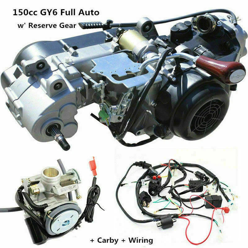 150CC GY6 Fully Auto Reverse Gear Engine + Wire Loom Harness + Carburetor