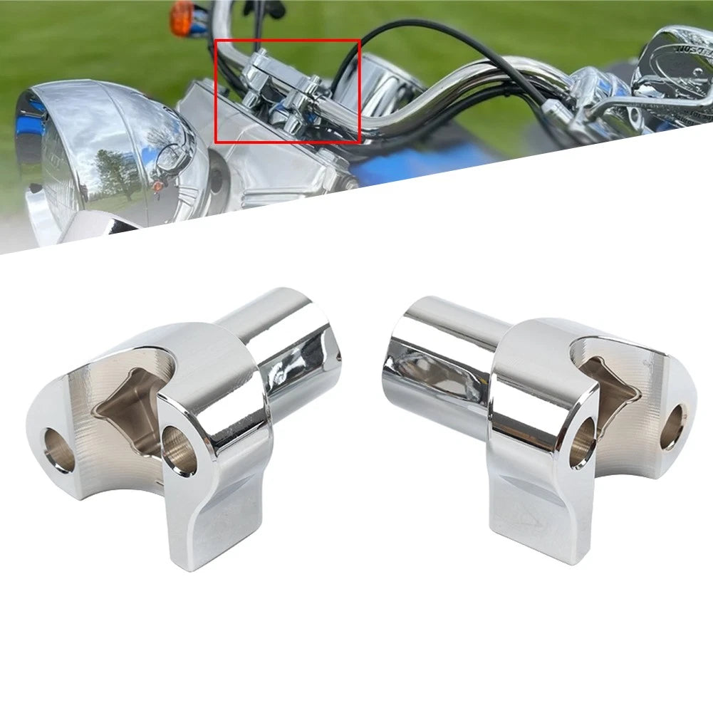 2" Chrome Straight Handlebar Risers for Harley Dyna Sportster Softail