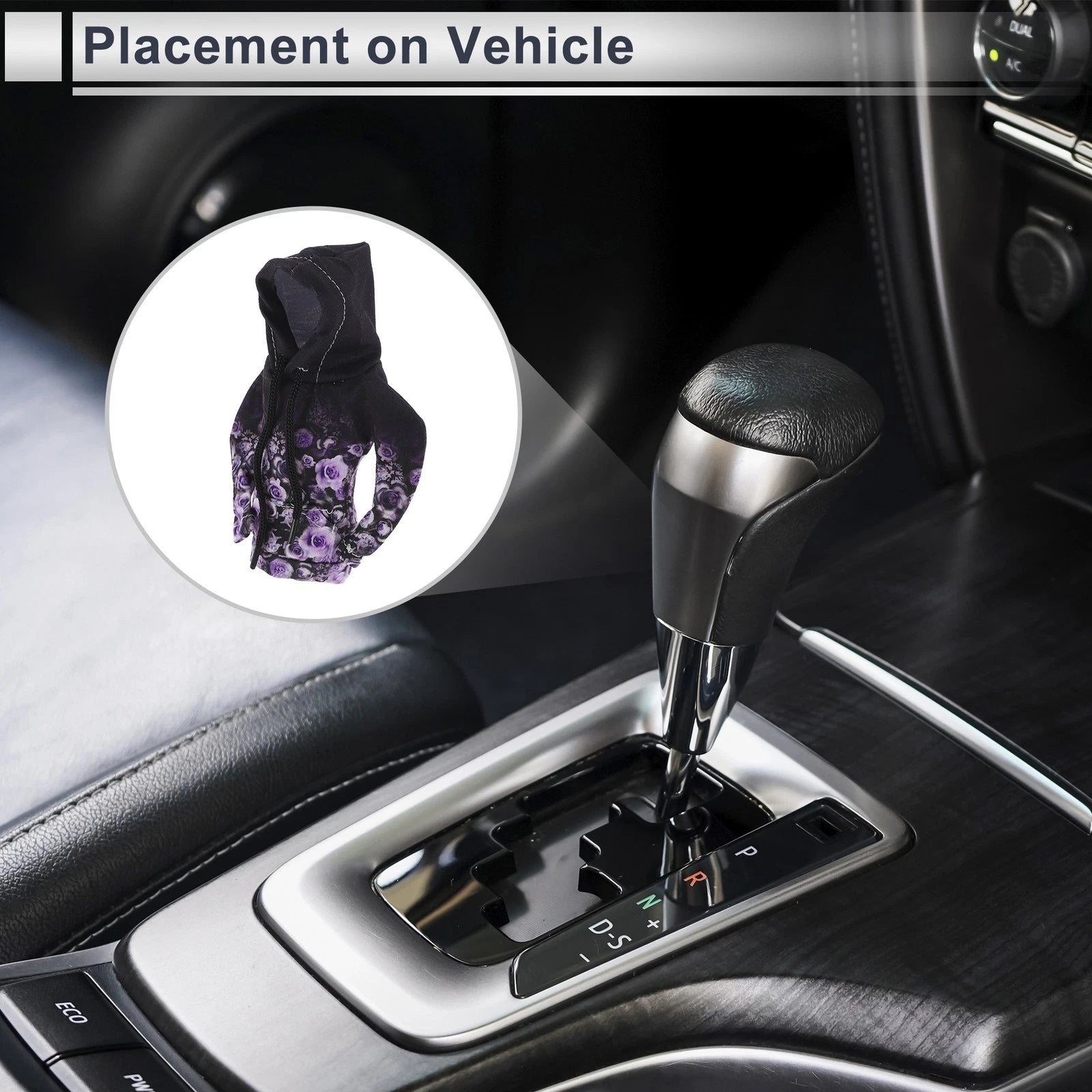 Gear Shift Knob Cover for Universal Car (Black, Purple)