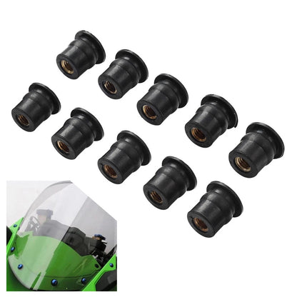 10X Rubber Windshield Nut M5 Vibration Damper for Universal Fit