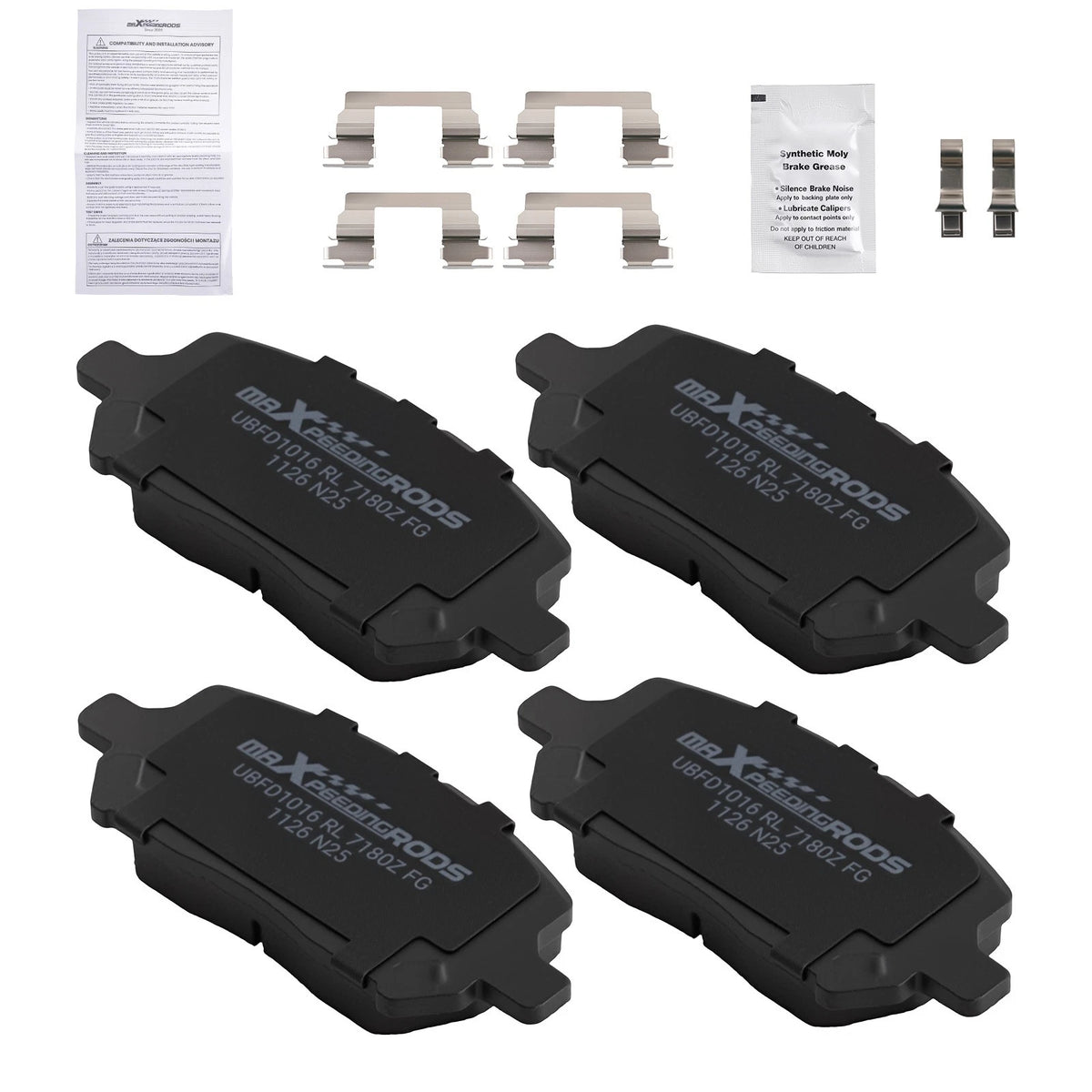 Set of 4 Front Ceramic Brake Pads for Pontiac G5 (2007–2010), Pursuit (2005–2006)