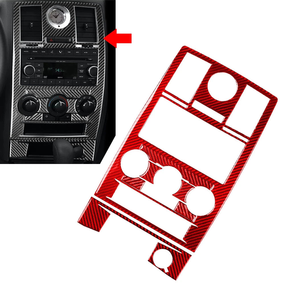 Center Console Climate Control CD Panel Cover Trim for Chrysler 300 (2008–2010) Red