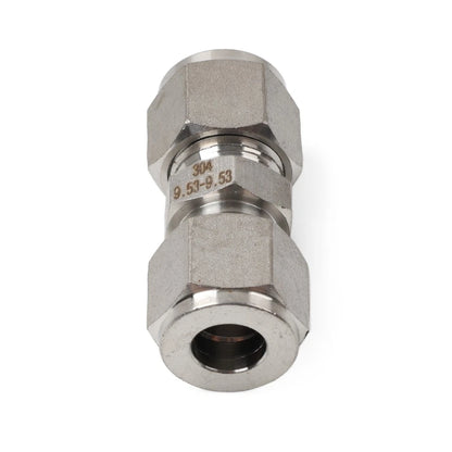 3/8" Equal OD Straight Through Ferrule Pipe Tube Connector Fitting