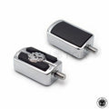 2 Chrome Skull Rubber Rails Heal Toe Shift Peg Set for Harley