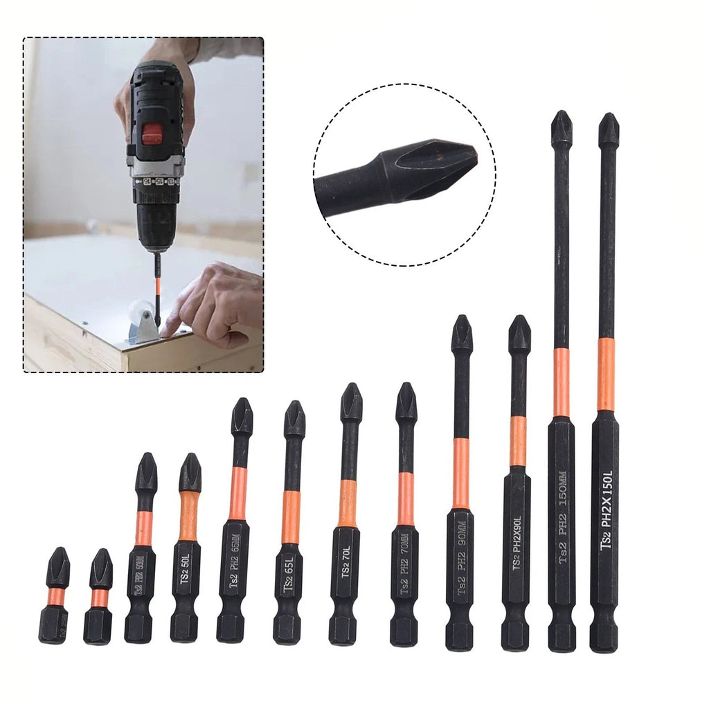 12pcs PH2 Screwdriver Bit Set for High Strength Operations