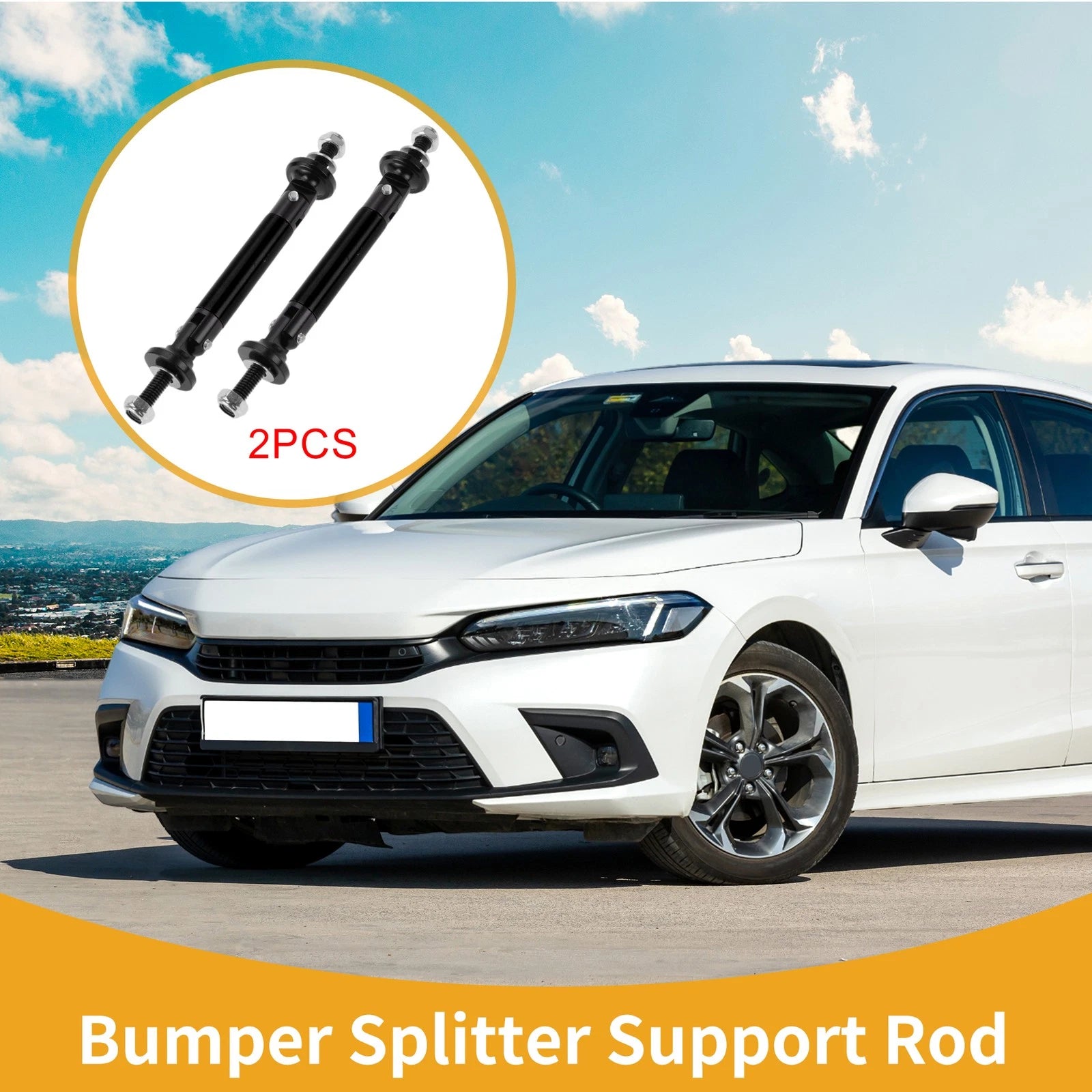 2X Adjustable Front Bumper Lip Splitter Strut Support Bars for Universal