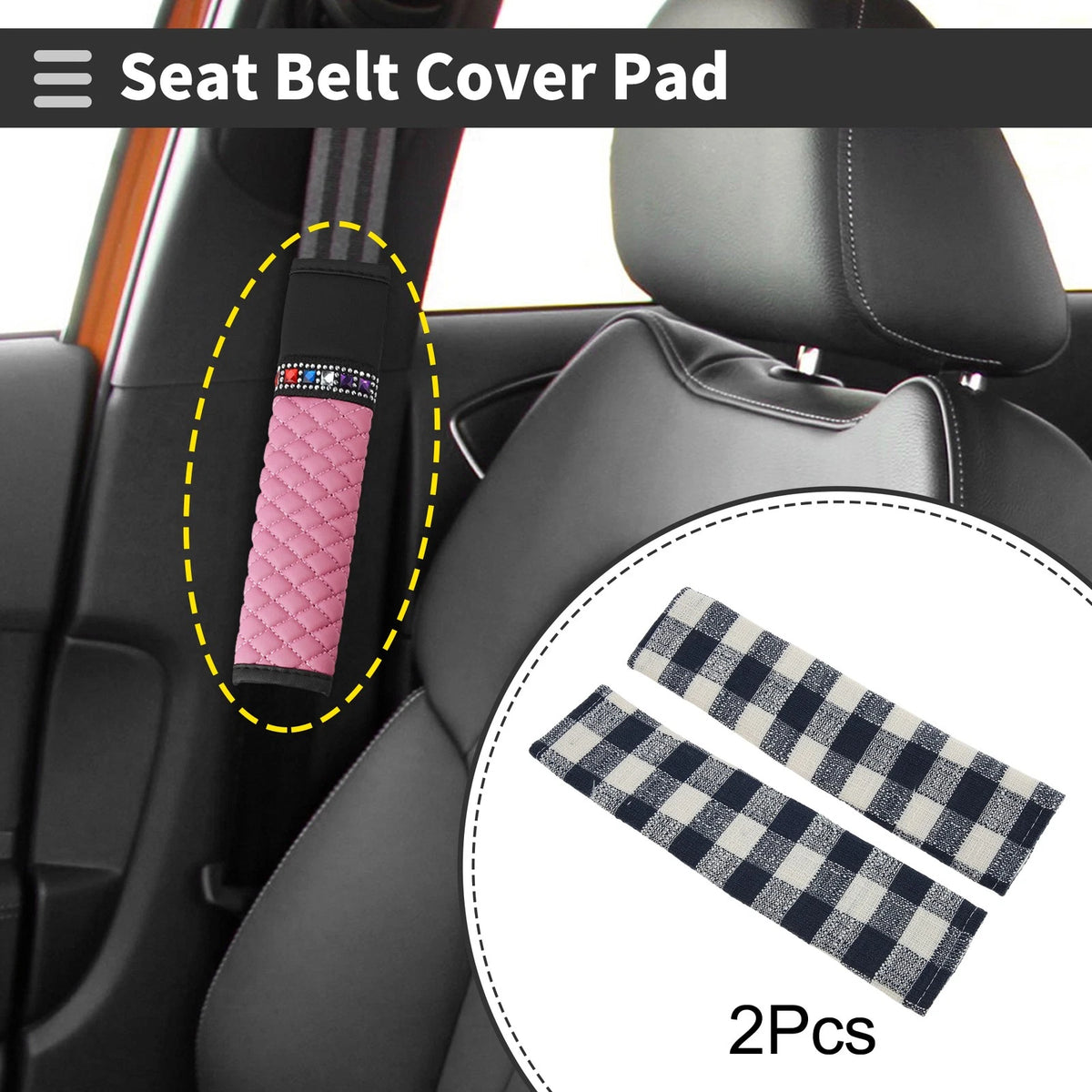 Set of 2 Navy Blue Seat Belt Cover Pads for Universal Fit (24cm)