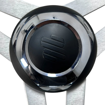 Uflex Black & Chrome Aluminum Steering Wheel for Universal Fit (13.75")