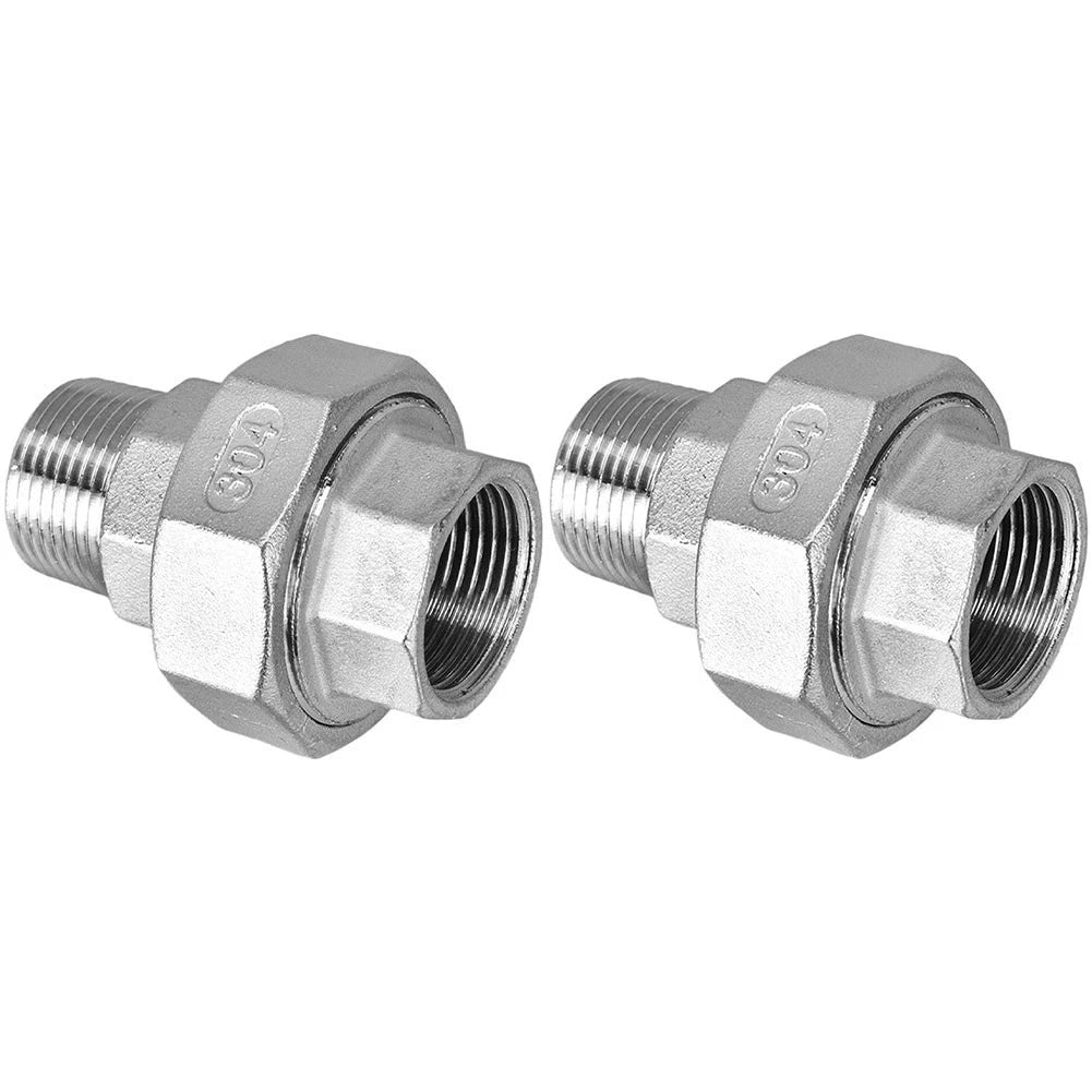 2X 304 Stainless Steel Threaded Connectors for Municipal Engineering