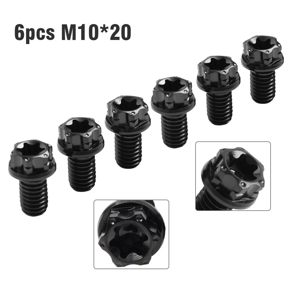 6X M10x20mm Titanium Torx Head Flange Screws for Motorcycle Bike