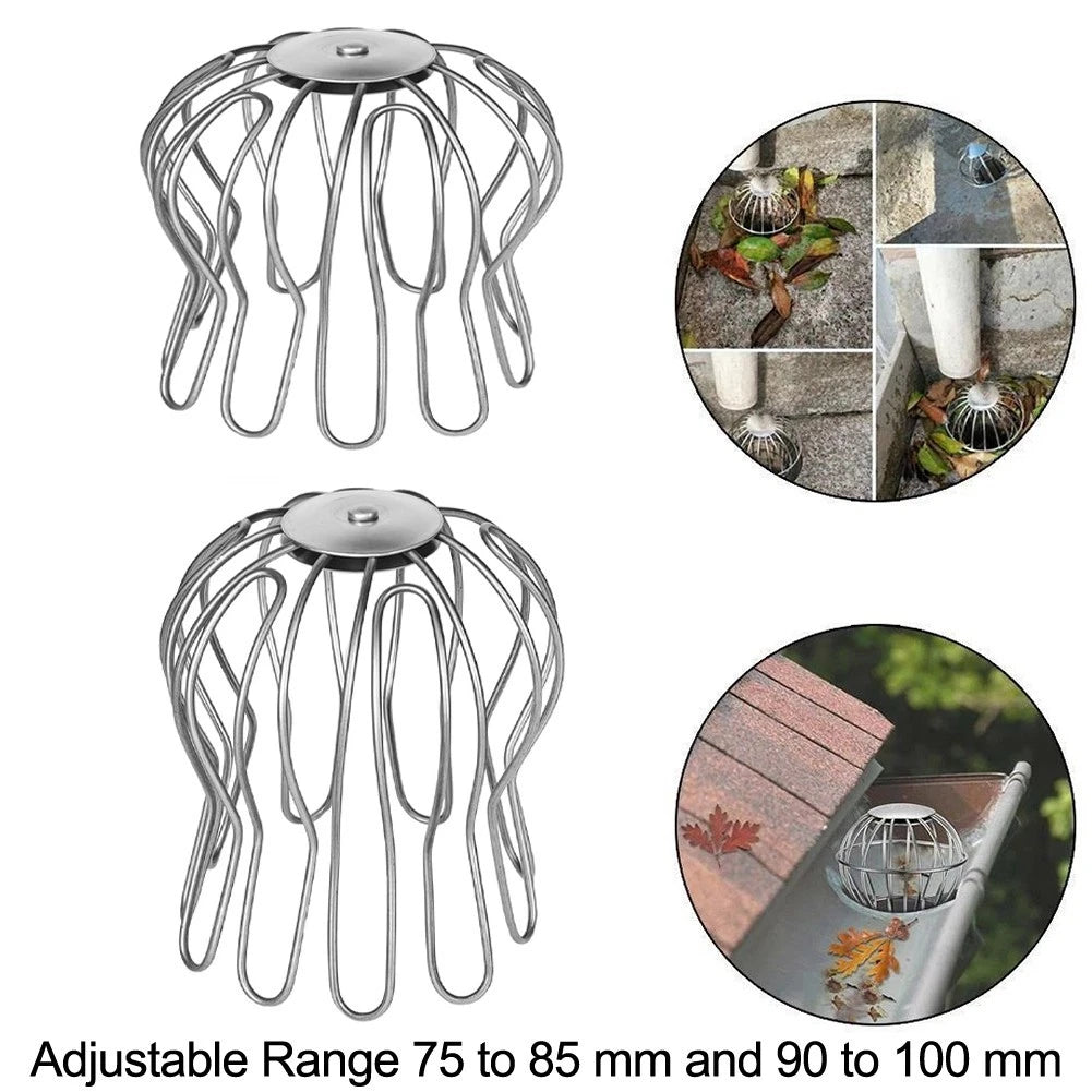 2X Adjustable Leaf Catcher Basket for Downpipe Gutter