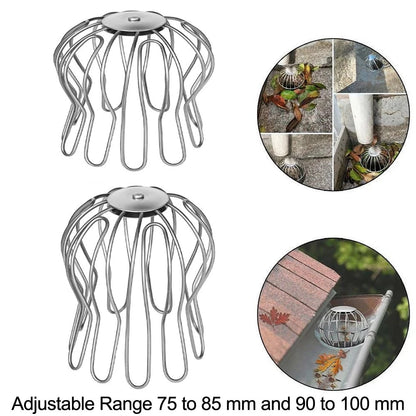 2X Adjustable Leaf Catcher Basket for Downpipe Gutter