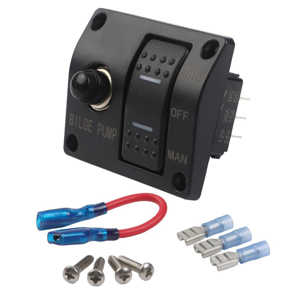 3 Way Bilge Pump Switch Panel for Marine (Automatic, Manual, Off)