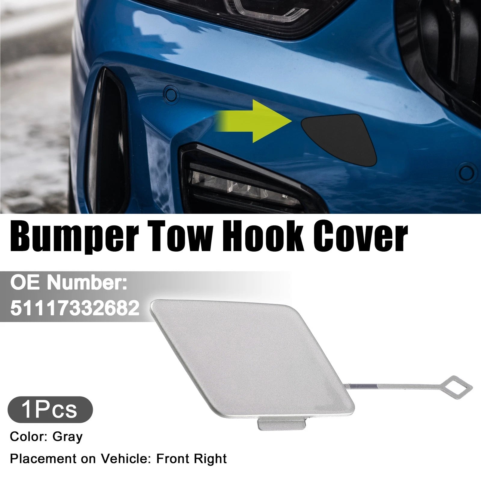 Front Right Bumper Tow Eye Hook Cover Cap Replacement for BMW 535i (2015–2016)