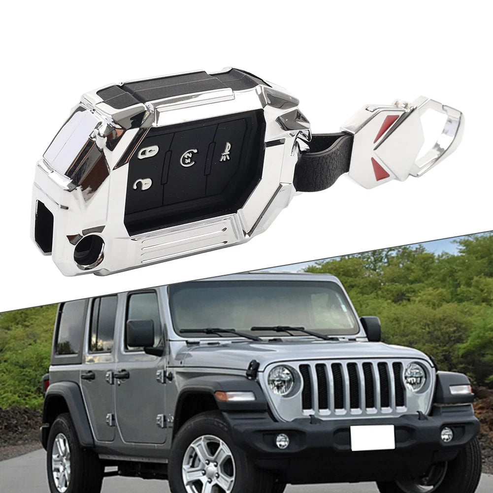 Remote Control Key Fob Cover Case for Jeep Wrangler (2018–2024) Gladiator (2020–2024) Silver