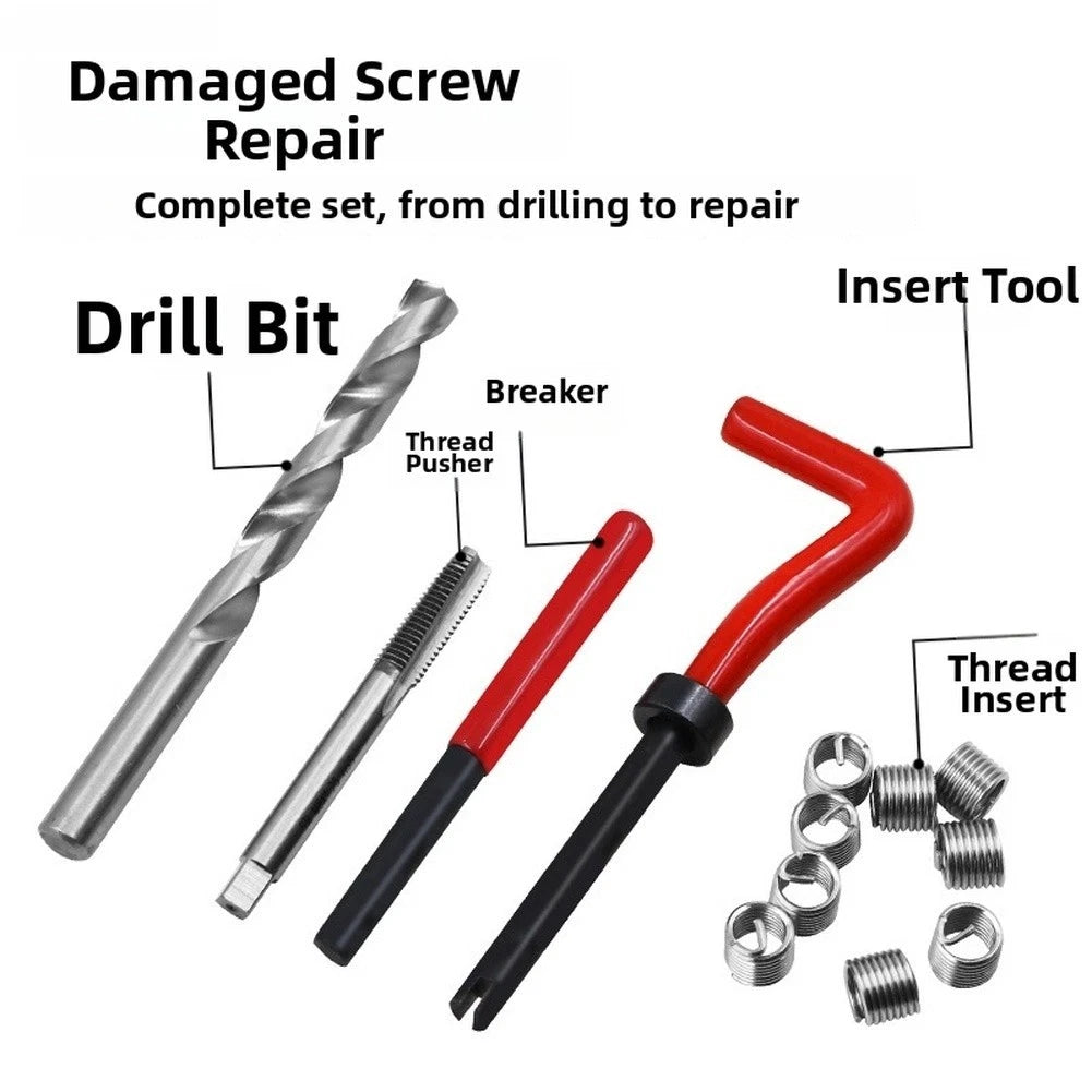 Automotive Thread Repair Tool Kit 131 pcs Hardened Metal Tap Drill Insert Set