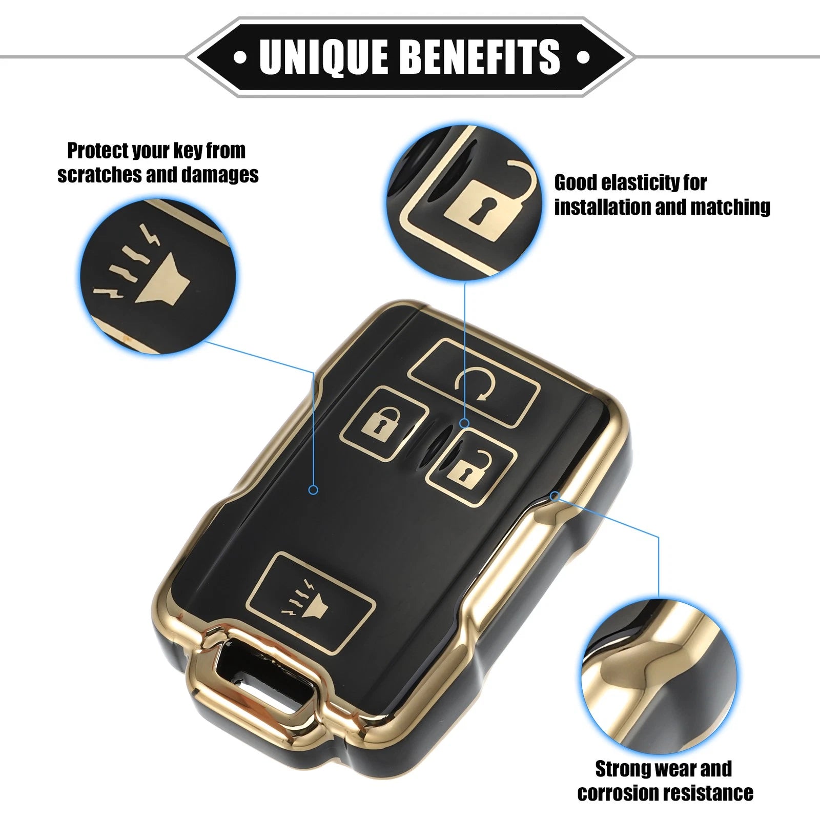 Key Fob Cover 4 Button Remote for Chevy Suburban for GMC (2015–2020)