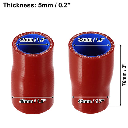 Silicone Hose Coupler for Car Intercooler Tube (32-38mm, 1.3"-1.5" ID) Red