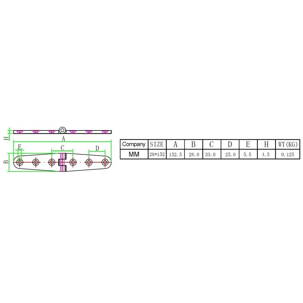 Boat Hinges for Marine Applications (15228MM) Heavy Duty Silver