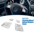 Steering Wheel Button Stickers Cover for Mercedes Benz Silver Tone Set