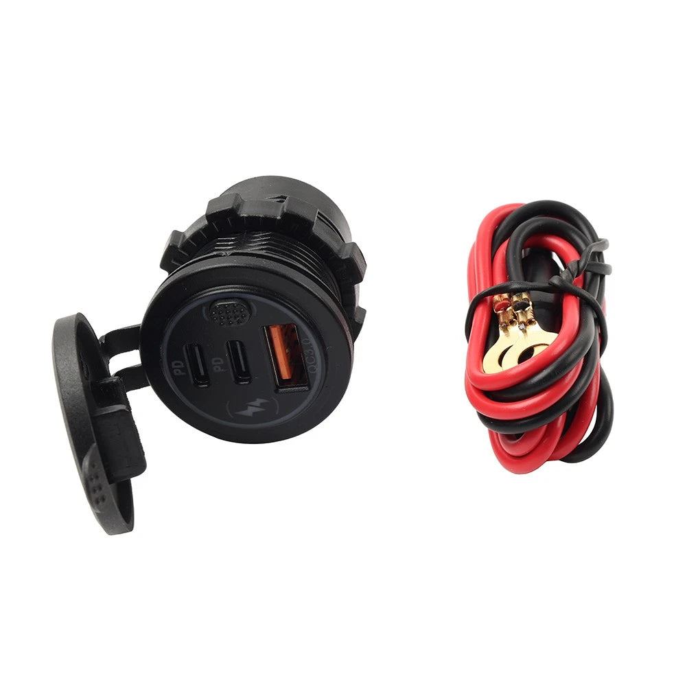 24V 12V QC PD Type C USB Fast Power Charger Socket for Car Boat RV Marine