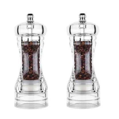 2X Clear Acrylic Salt Shaker Pepper Mill Set for Home Restaurant Use