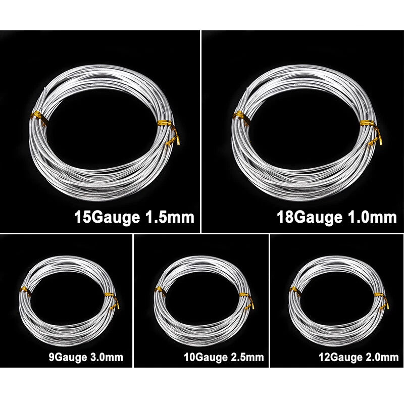 5M Aluminium Craft Wire Set (1/1.5/2/2.5/3mm) for DIY Projects
